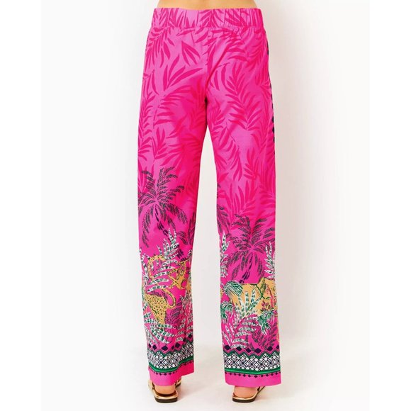 Lily Pulitzer Bal Harbour Palazzo Pant Pink Multicolor Wild Side Engineered Sz S - Picture 2 of 9